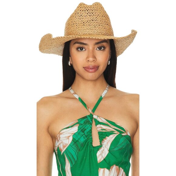 8 Other Reasons Woven Cowboy Hat in Dark Tan One Size New Womens Sun Western - Picture 7 of 7